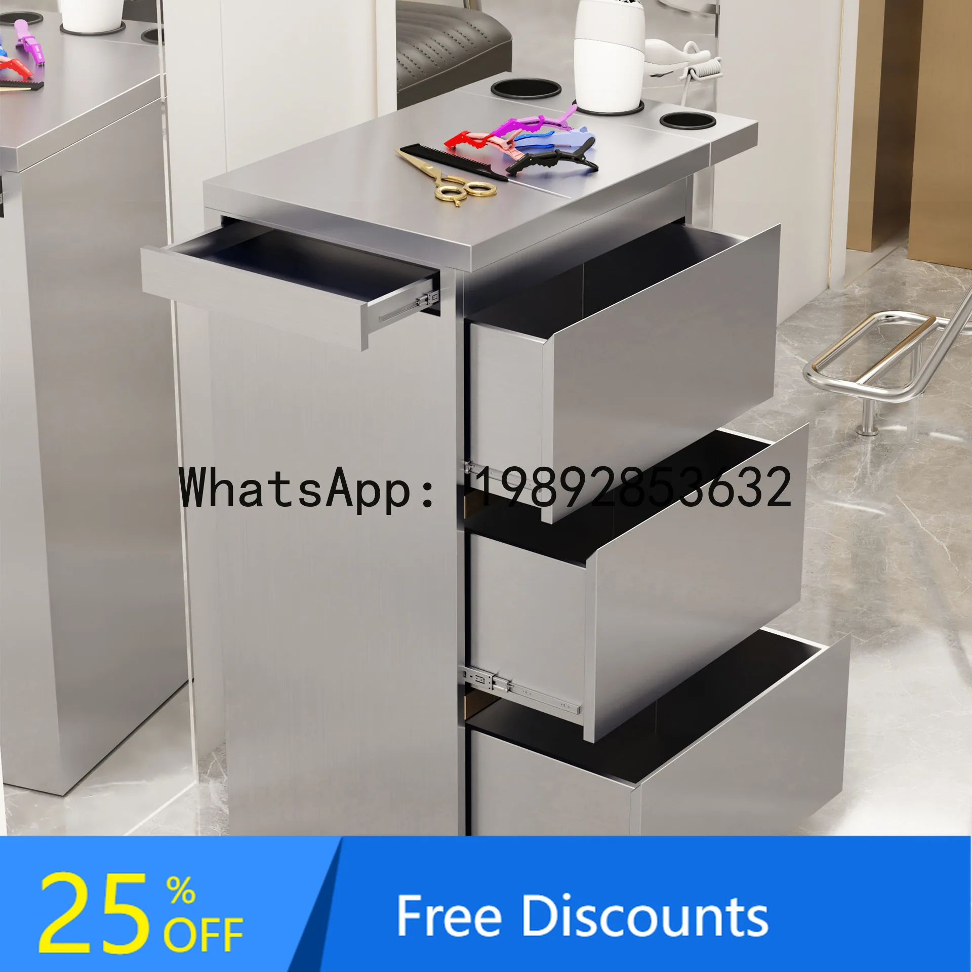 CZ Stainless Steel Barber Shop Tool Cabinet Hair Salon Special Tool Trolley Storage Cabinet