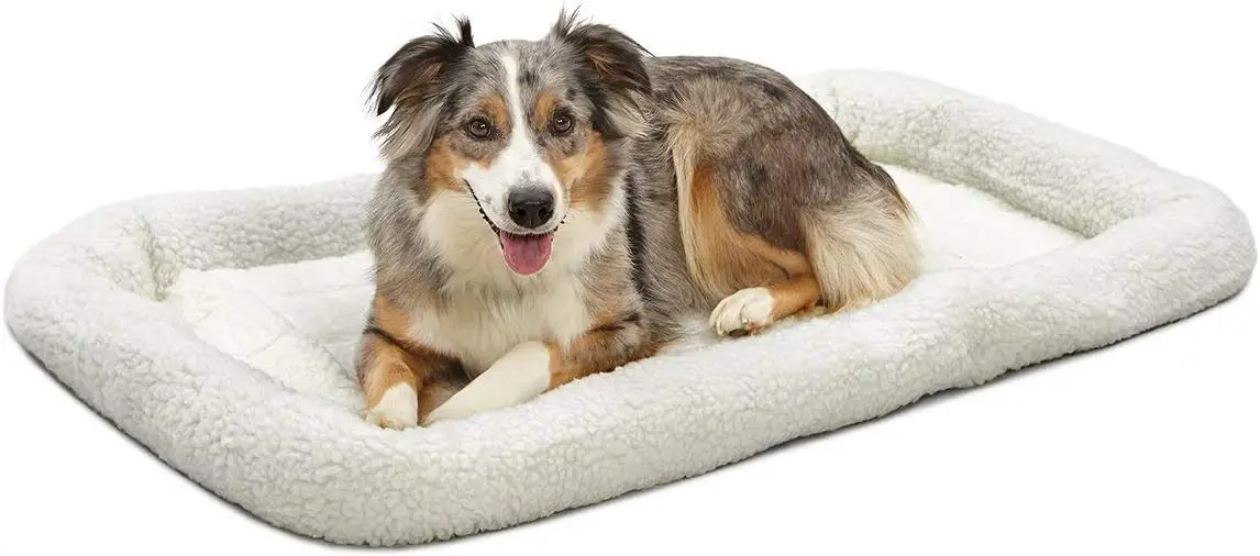 

Ultra-Soft Fleece Dog Bed for Large Breeds, Machine Washable Bolster Bed Fits 42-Inch Crates, Supportive Neck and Head Cushion