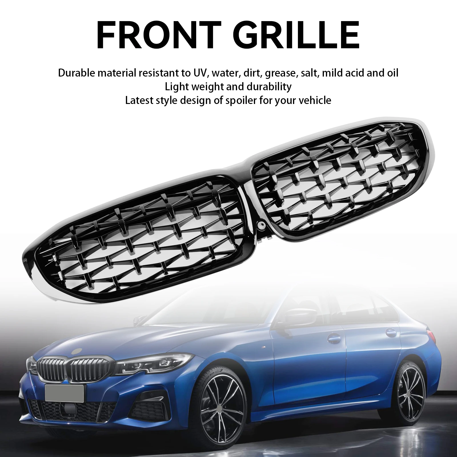 Diamond Black Kidney Grille Grill 51138072085 Fit for BMW 3 Series G20 2019-2022