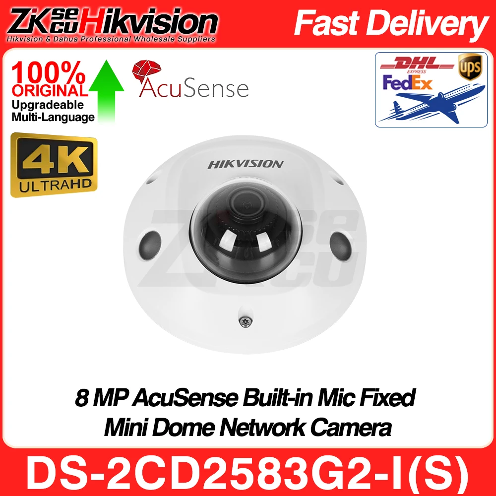 

Hikvision Original DS-2CD2583G2-IS 8MP 4K AcuSense Mini Dome IP Camera Built-in MIC H.265+ 30M IR POE Alarm I/O IK08 Video CCTV