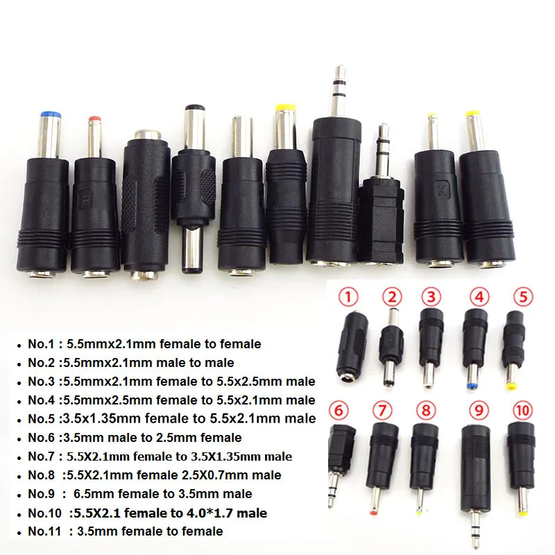 Connecteurs adaptateur cc m/m f/m 6.5mm 5.5X 2.1mm 2.5mm 3.5mm 1.35mm PC femelle à mâle femelle tablette adaptateur secteur prise jack