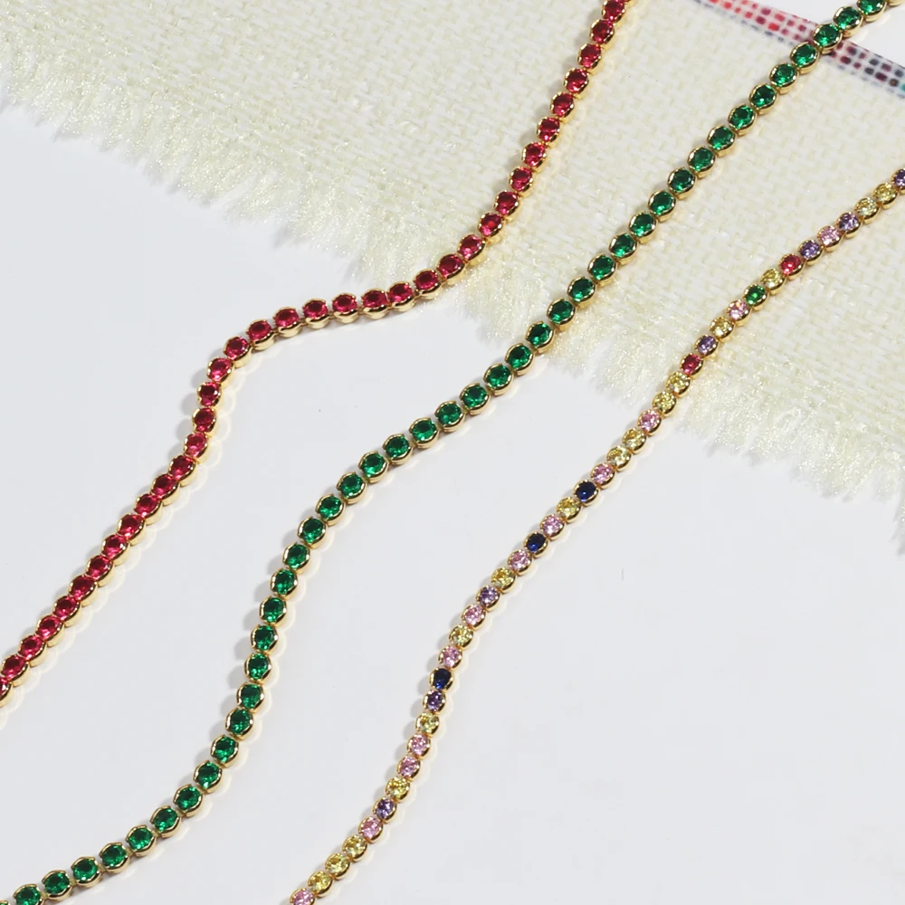 Grün rot bunte Tennis Halskette Männer und Frauen rund voll Zirkon Hals Schmuck verstellbare Hochzeits feier Geschenk