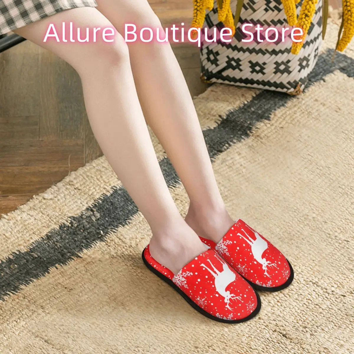 مخصص هدية عيد الميلاد شبشب منزل النساء مريح رغوة الذاكرة الانزلاق على أحذية النعال غرفة النوم