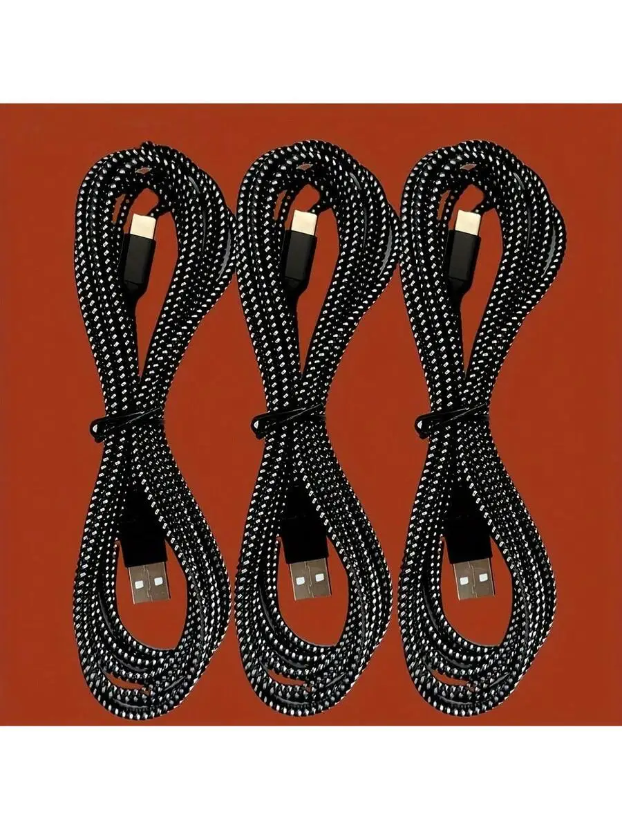 

Fast Charging Braided USB Type C Cable 3 Pack 10ft For Android Devices