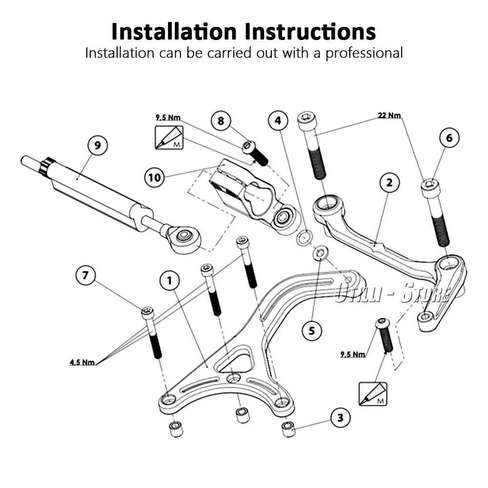 Motorcycle Accessories Stabilizing directional Steering Damper Bracket Kits For Ducati Multistrada V4 S Pikes Peak RS 2021-2024 - Image 3