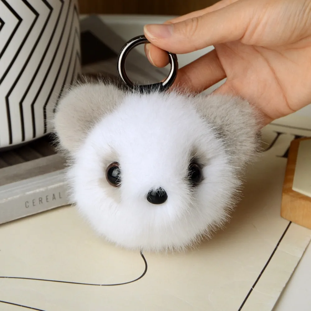 Backpack Accessories Plush Panda Toy Key Ring Cute Cotton Mink Hair Bear Keychain Bag Ornament Doll Animal Pendant Girls