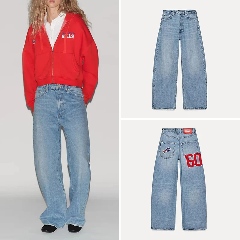 

Spring New Women's Loose Fit Blue Jeans Waed l Waist Long Trousers Z Brand Denim Fabric Four Seasons Universal