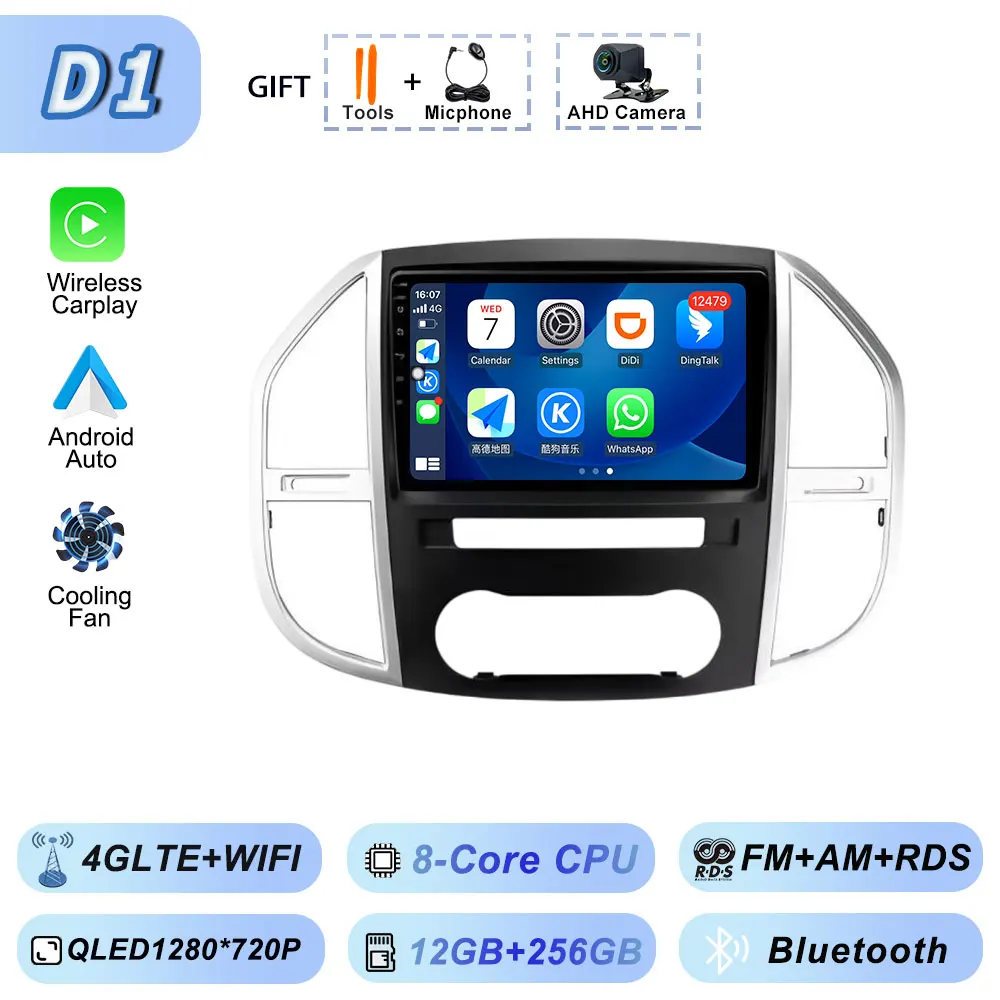 Android Auto WIFI Autoraido Intelligente Systemen DVD Autoradio Head Unit Draadloos Voor Mercedes Benz Vito 3 W447 2014-2020 CarPlay