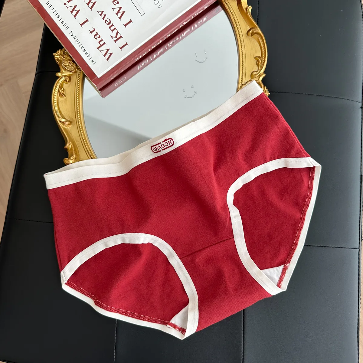 

Antibacterial 5A Natal Year Big Red Panties Dragon Year New Year Cotton Menglong Women's Mid-Waist Panties Briefs