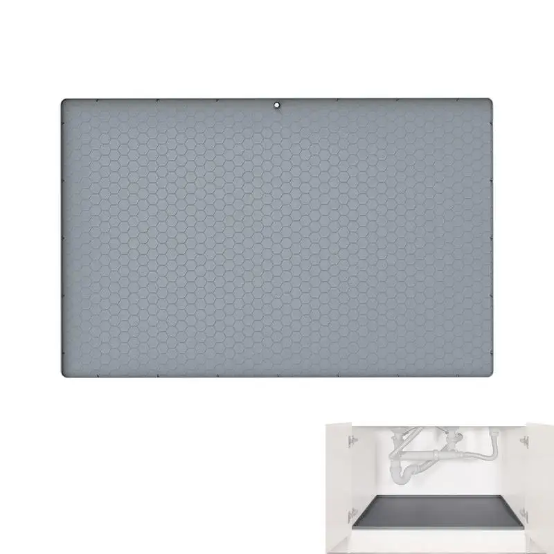 

Under Kitchen Sink Mat Anti-Slip Silicone Waterproof Mat Stain Resistant 34X22 Inch Bathroom Under Sink Mat With Raised Edge For