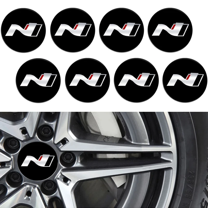 4pcs/set 56mm N N line Car Wheel Center Stickers Hub Cap Decal for Hyundai N LINE i30 i20 Sonata Accent Tucson Elantra Veloster