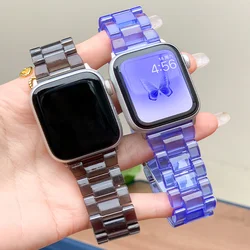 Transparent Resin Strap For apple watch band 42mm 40mm Correa 44mm 38mm Clear Steel Bracelet iwatch Series 8 7 6 4 SE 41mm 45mm