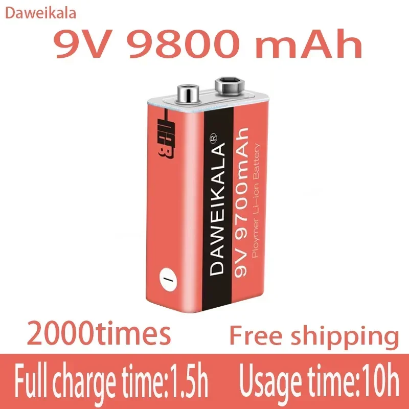 New 9V 9700mAh li-ion Rechargeable battery Micro USB Batteries 9 v lithium for Multimeter Microphone Toy Remote Control KTV use