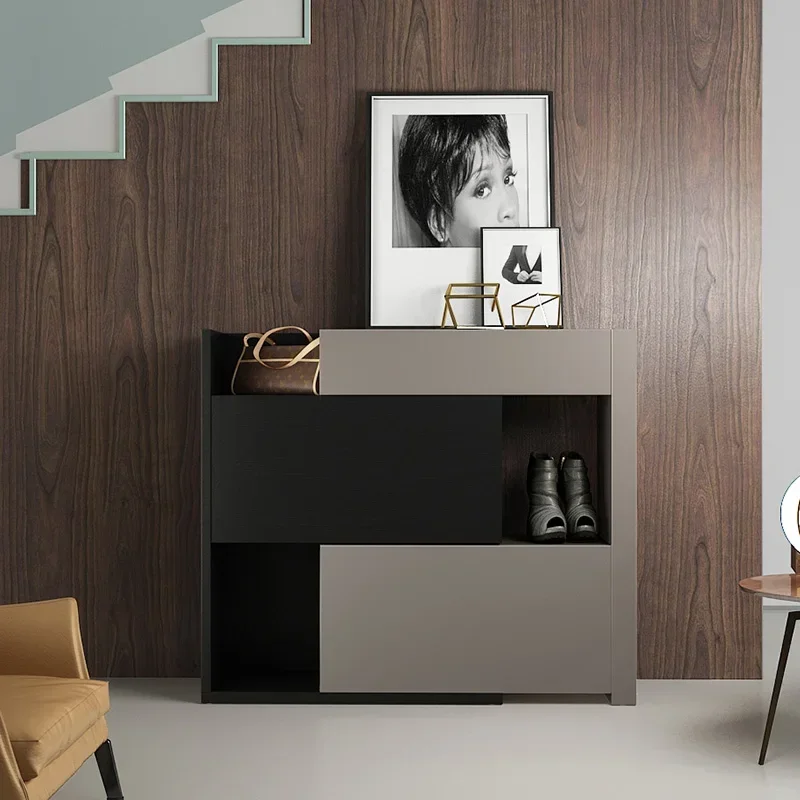 

Minimalist Modern Shoe Cabinet Home Retractable Entrance Cabinet Door Large Capacity Storage