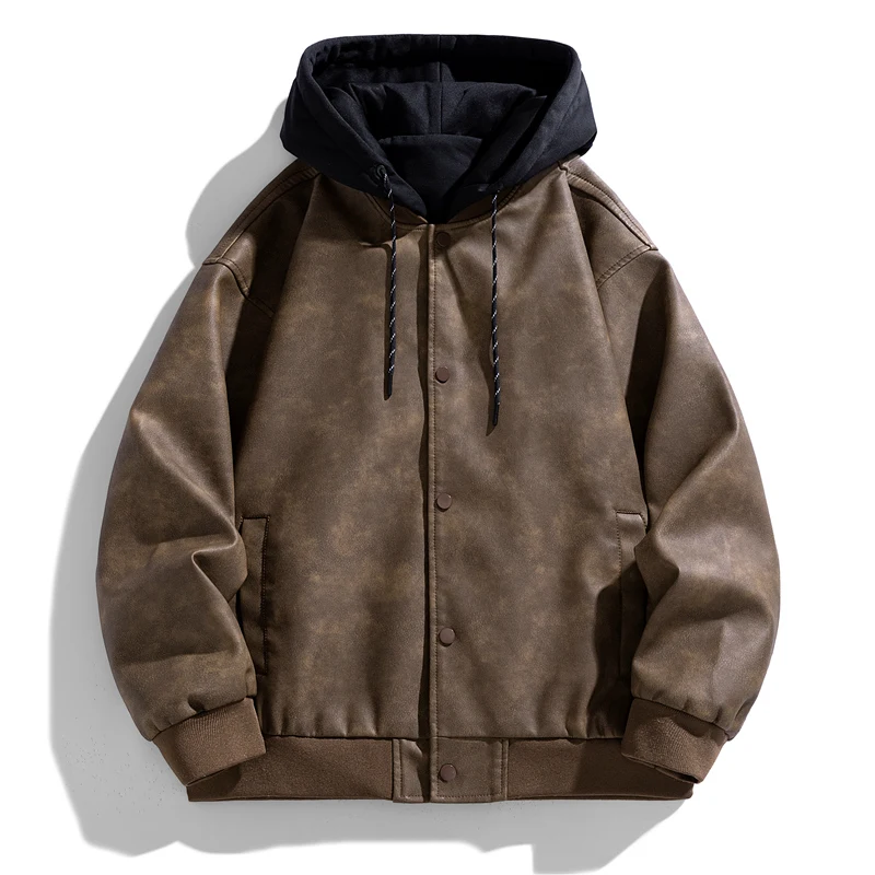 

Осень 2025: Модная мужская куртка с капюшоном в американском ретро-стиле, повседневная, универсальная, из полиэстера, удлиненная, для электронной коммерции
