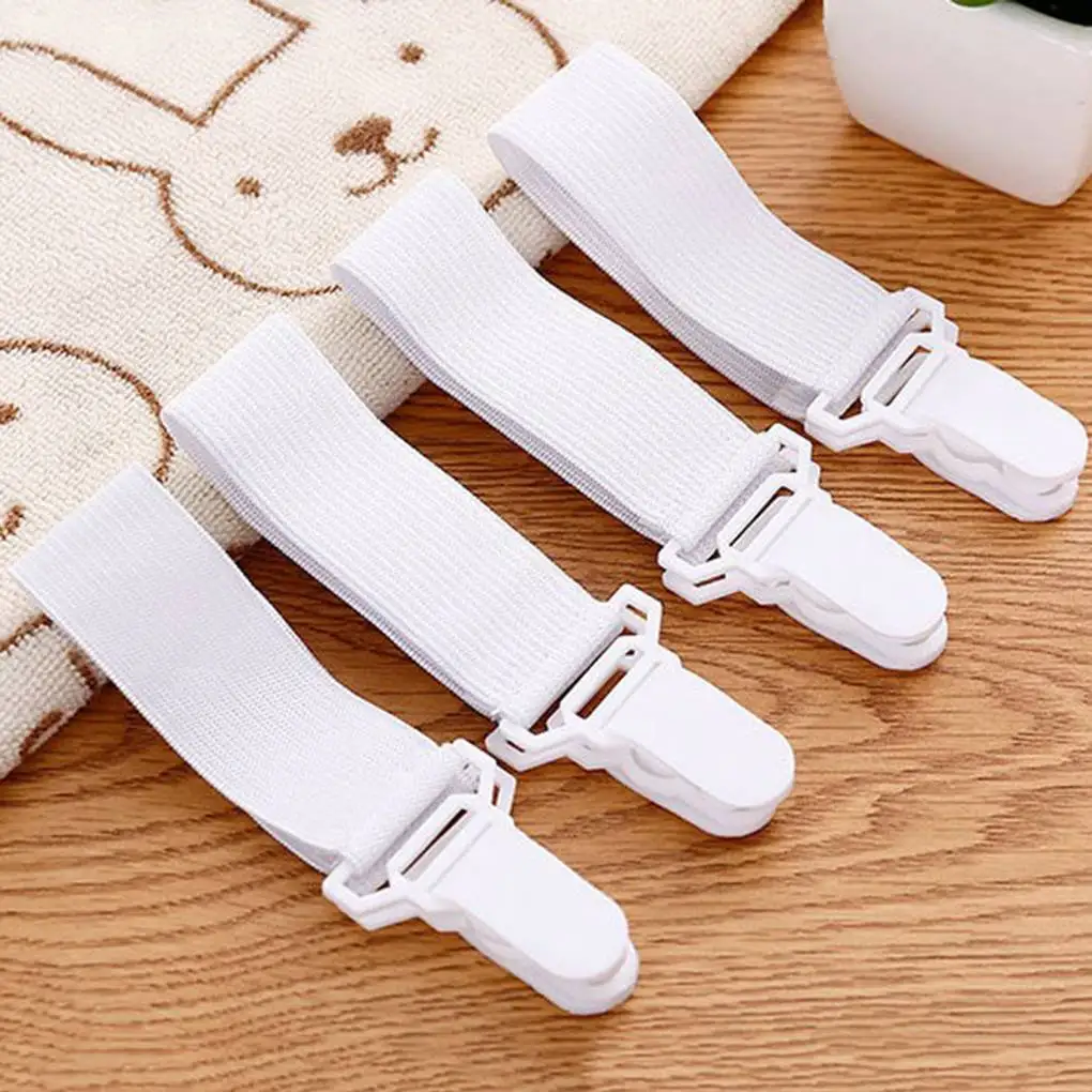 4 Pieces Elastic Beds Sheet Grippers Mattress Gripper Clip Fasteners Straps Organization Household Accessories