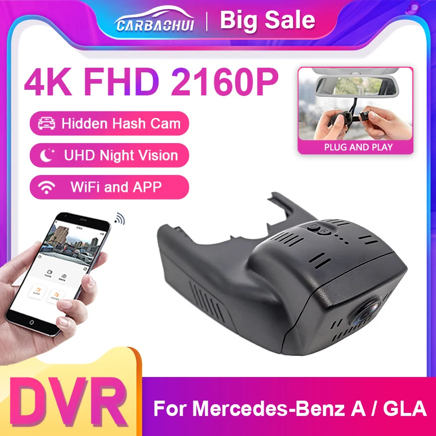 4K Dash Cam HDNight Vision Car DVR for Mercedes Benz CLA c117 w117 GLA x156 A Class w176 CLA GLA 180 200 220 250 180d 200d 220d