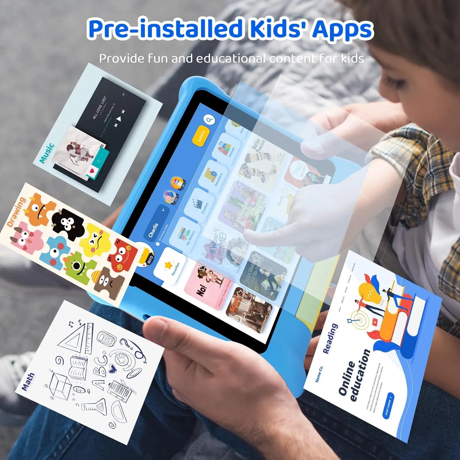 URAO 7 Inch Kid Tablet Android13 5GB RAM 32GB ROM 128GB Expand 5G WiFi 2500mAh Battery Dual Camera Children's Gift Kids Software