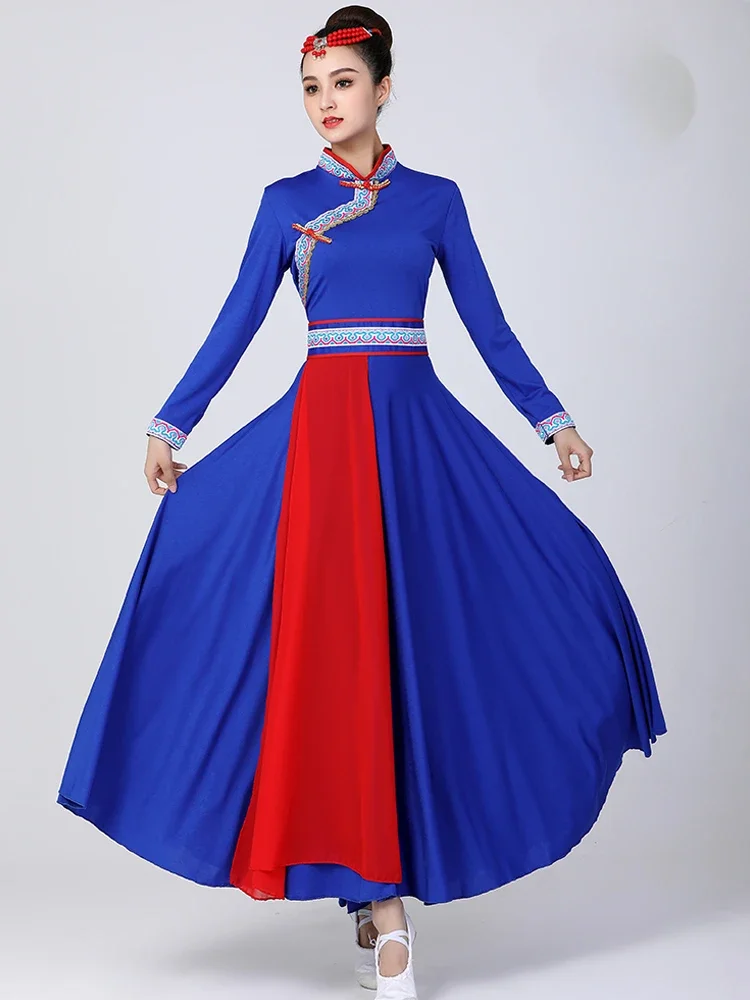 

Chinese Mongolian Dance Costume Minority Tibetan Costume Traditional National Dance Stage Female Minority Tibetan Dance Outfit