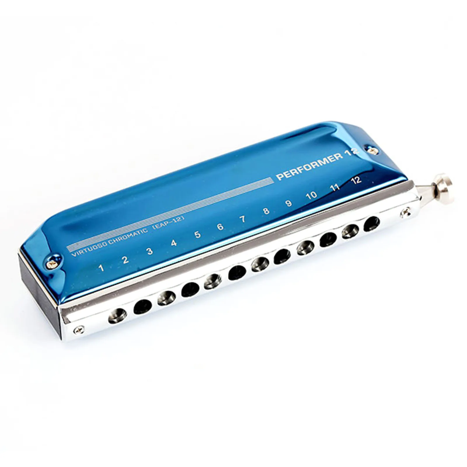 Easttop Harmonica 12 Holes Mouth 48 Tone Chromatic Player Plastic Grid Harmonica Blue for Professional Player Beginner Students