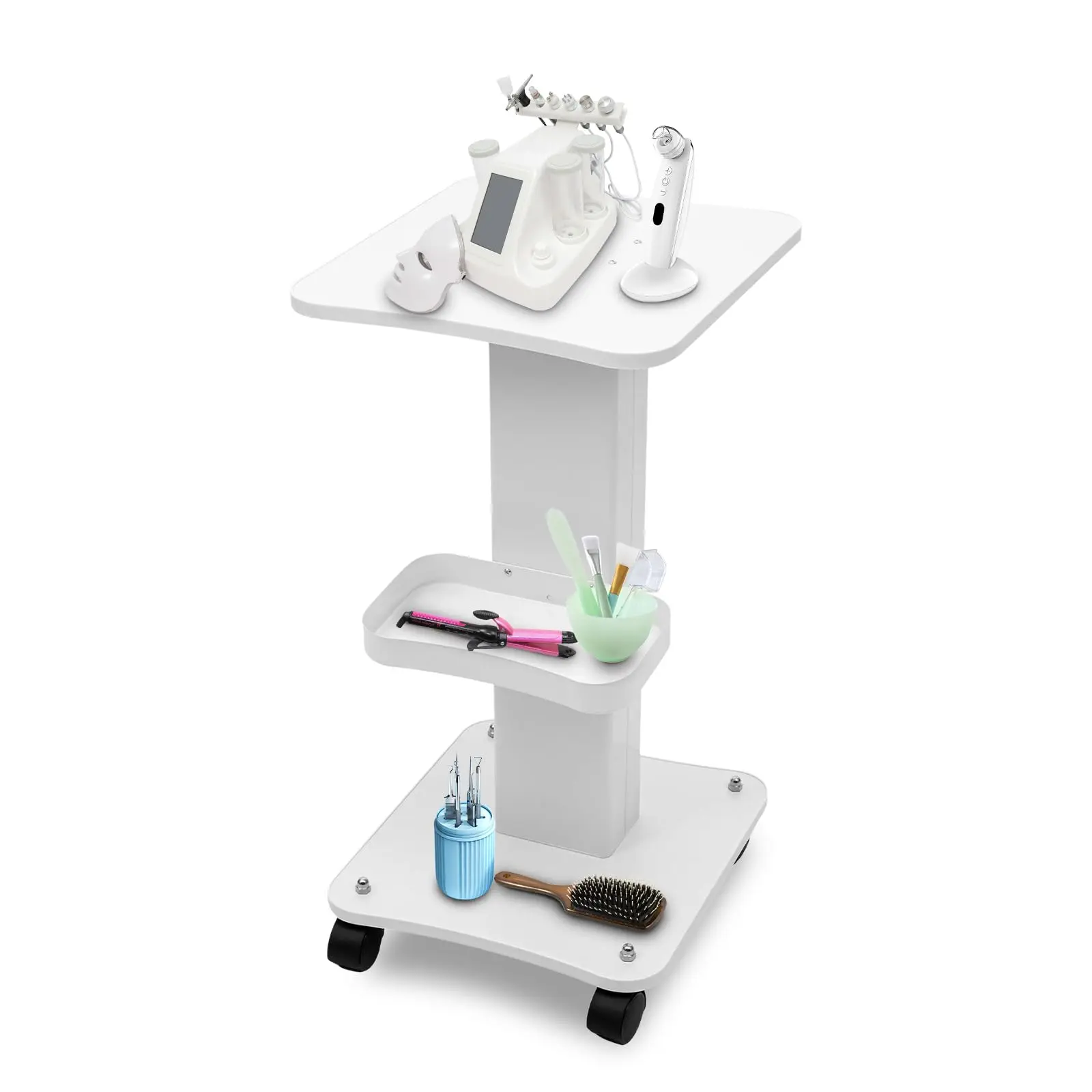 

Esthetician Trolley Cart with Wheels 3 Tier Beautician Rolling Cart Salon Trolley Cart W/Wheels, Load 135 Lbs 27.2"X14.6"X13.8"