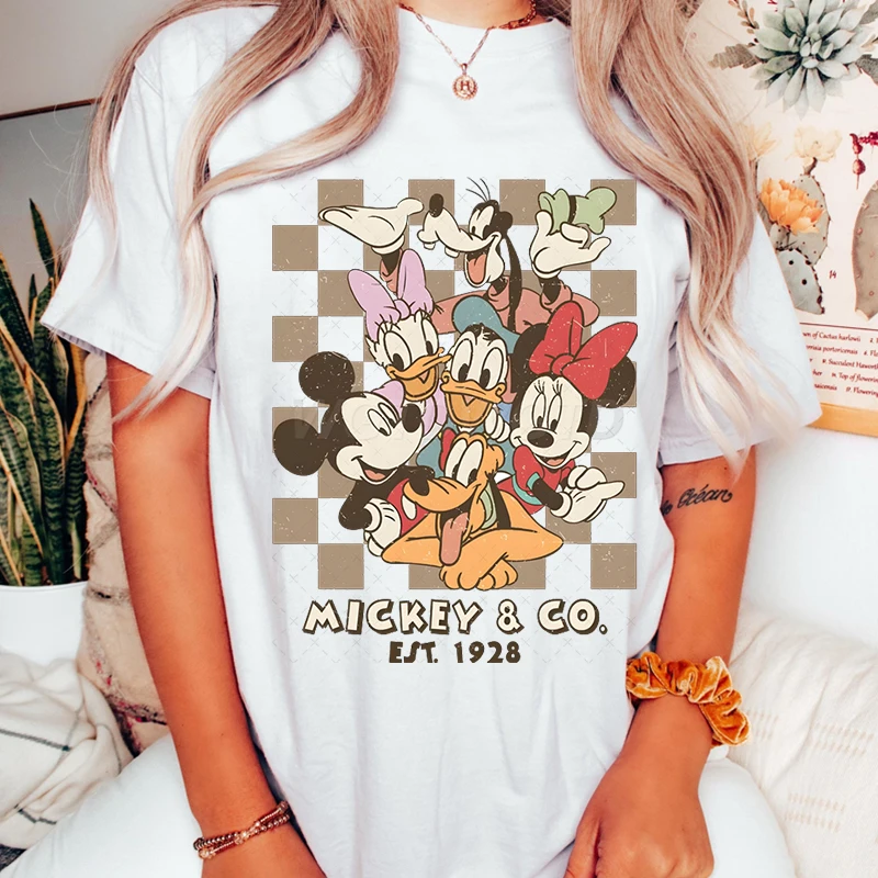 

Vintage Mickey & Co 1928 T-shirts for Men Women Summer Trip Outfits Shirt Fashion Casual Short Sleeve Tee Mickey Soft Cotton Tee