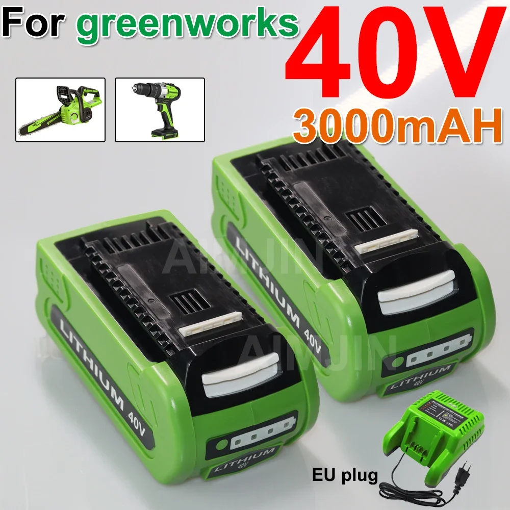 GreenWorks 용 40V 리튬 이온 충전지 3000mAh 29462 29472 29282 G-MAX GMAX 잔디 깎는 기계 전동 공구 배터리