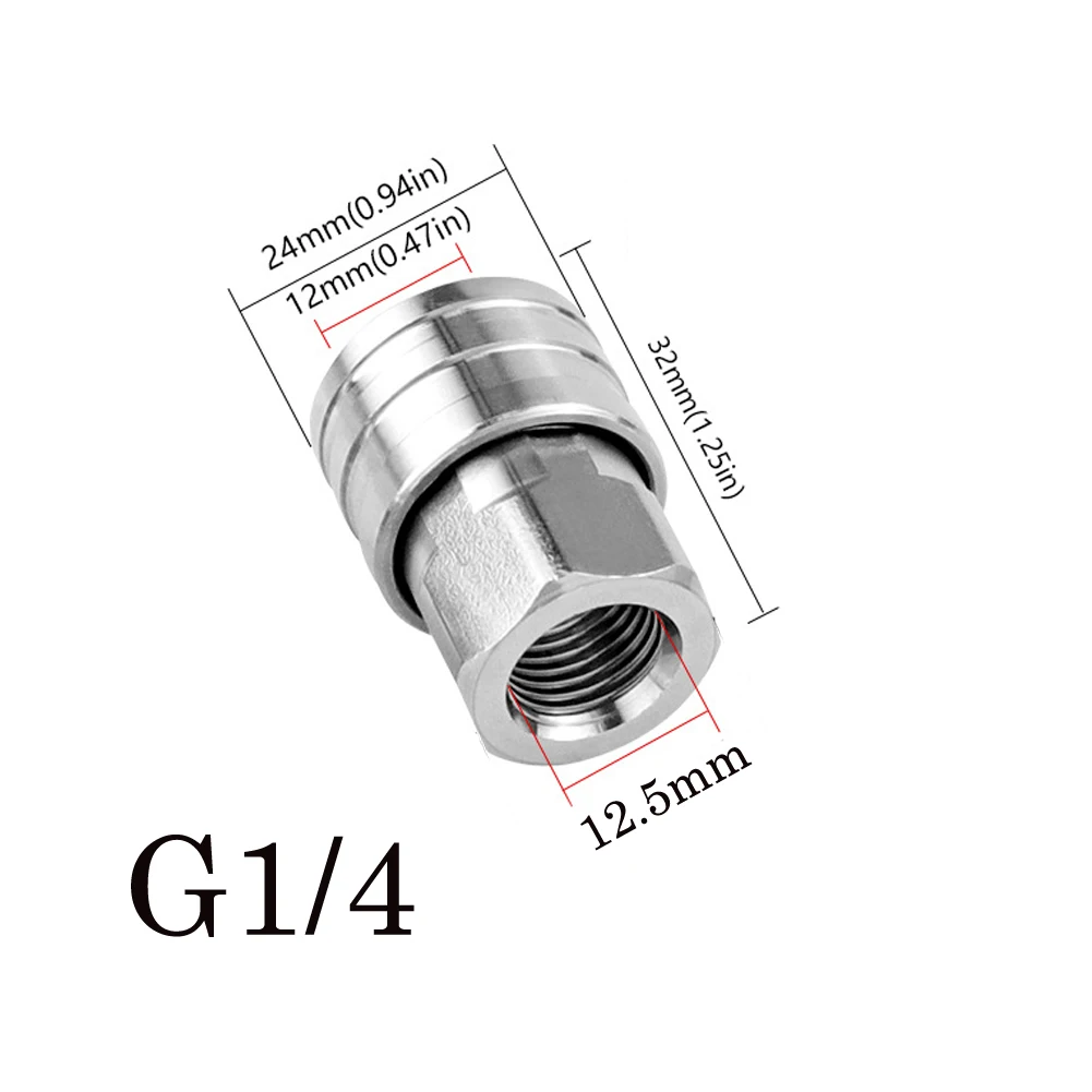 Stainless Steel Quick Connector Adapter G1/4 For M14 High Pressure Washer Nozzle Secure Locking Fitting Cleaning Tool