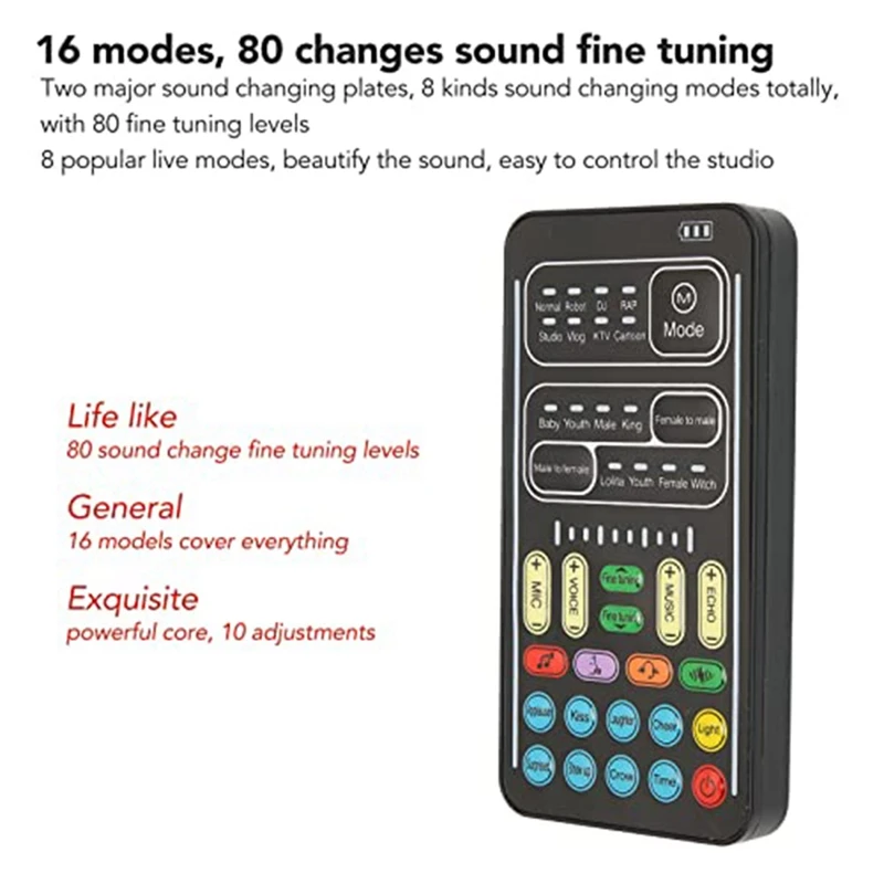 1 Set Portable  Voice Disguiser Mini Sound Card With 8 Sound Effects Sound Changes For Mobile Phone