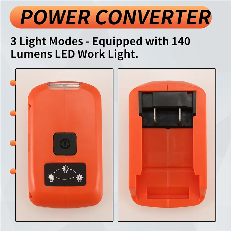 

Classy-Battery Adapter For V20 Battery USB Charger, LED Work Light With Dual USB Charger And 12V Port