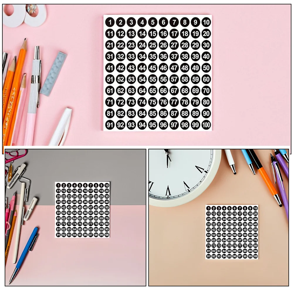 2500Pcs Number Stickers 1-100 Round Consecutive Self-Adhesive Labels for Classroom Office Storage Boxes Organization