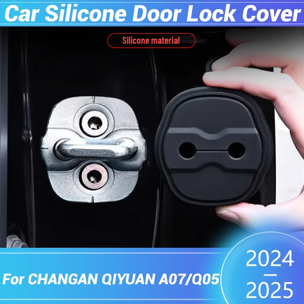 For CHANGAN QIYUAN A07 Q05 2024 2025 Car Door Latch Anti-collision Auto Door Lock Silicone Buckle Protector Cover Accessories