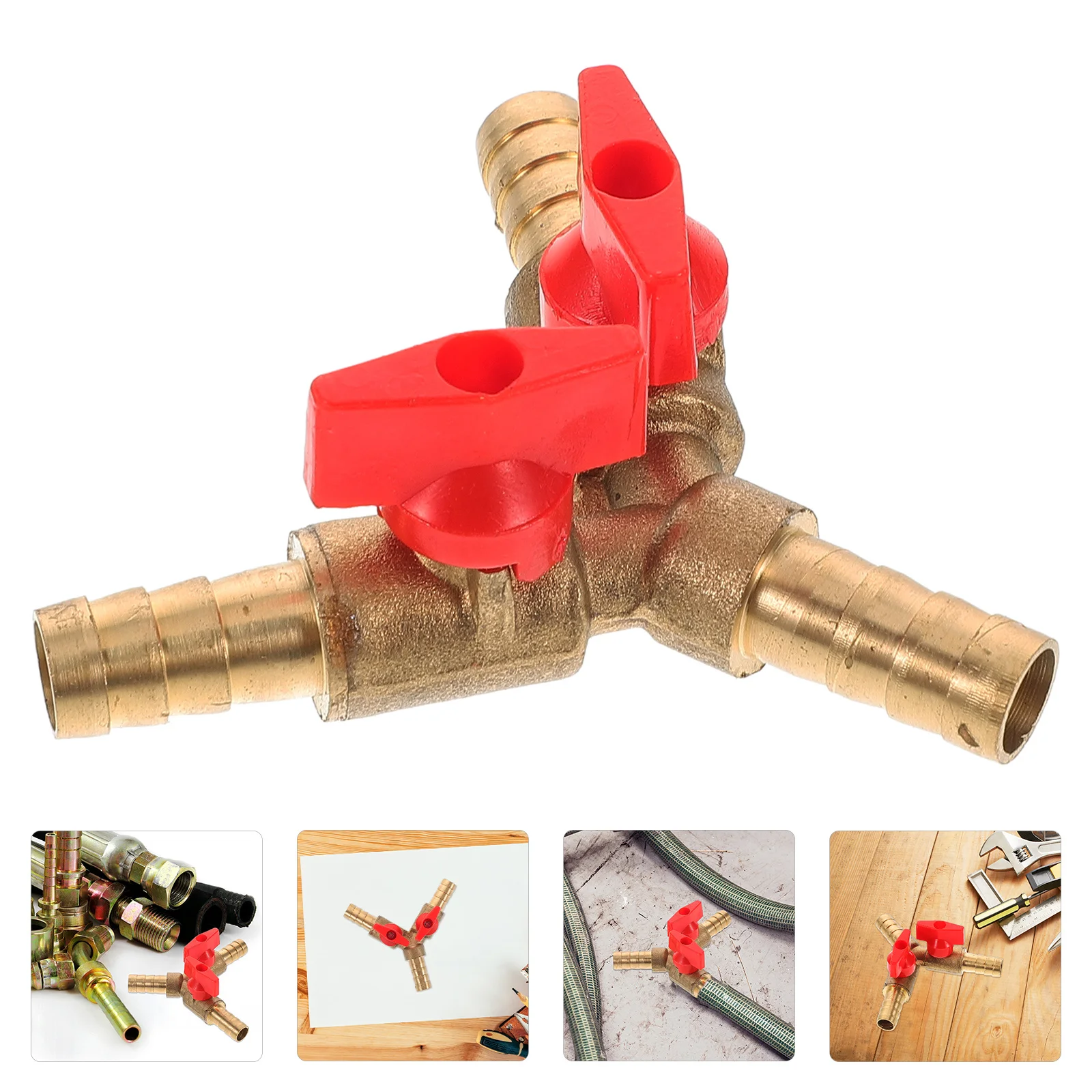 

Y Shape Three-Way Gas Valve 10Mm Copper Shut Off For Fuel Gas Pipe Distribution Y 3-Way Hose Barb Connection