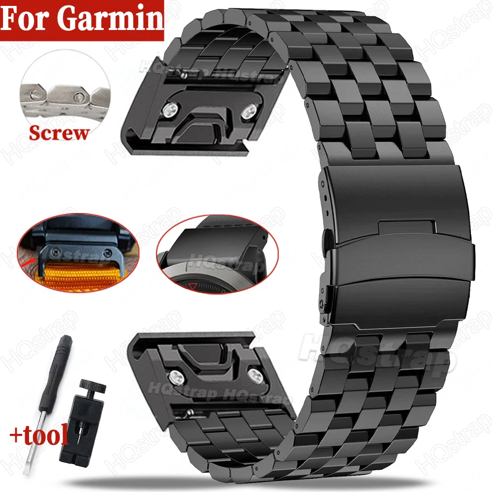 Full Solid Stainless Steel Strap for Garmin Tactix 7Pro Fenix 7X 6X Pro 5X Plus Bracelet for Garmin Watch Band 26mm 22mm 20mm