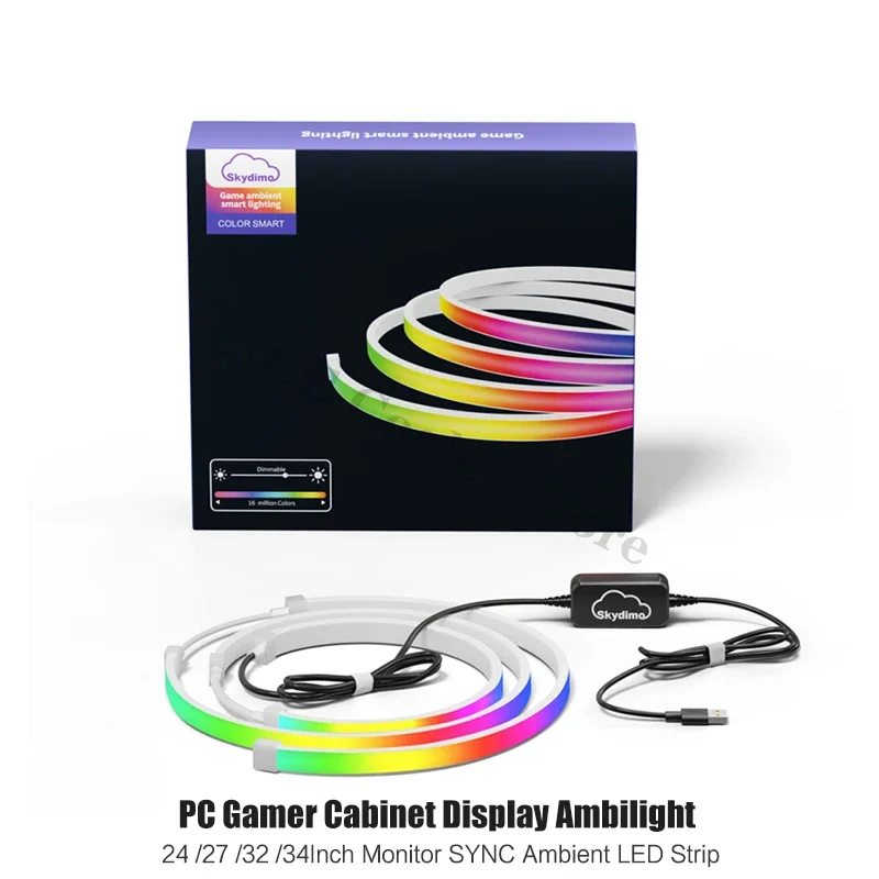 Skydimo Ambient RGB Light for Desktop Computer Monitor, E-Sport Room Renovation LED 16 Million Colors for 24 27 32 34'' Display