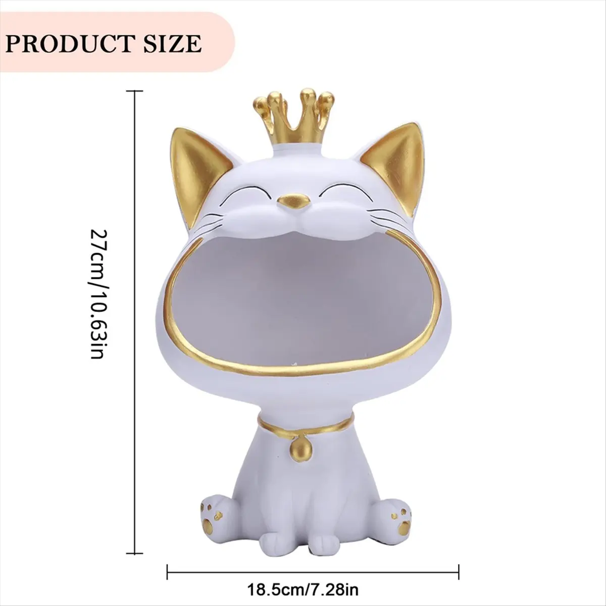 N14R Top Fortune Crown Big Mouth Cat Decoration Entrance Key Storage Tray Fortune Cat Entrance Key Storage Ornaments