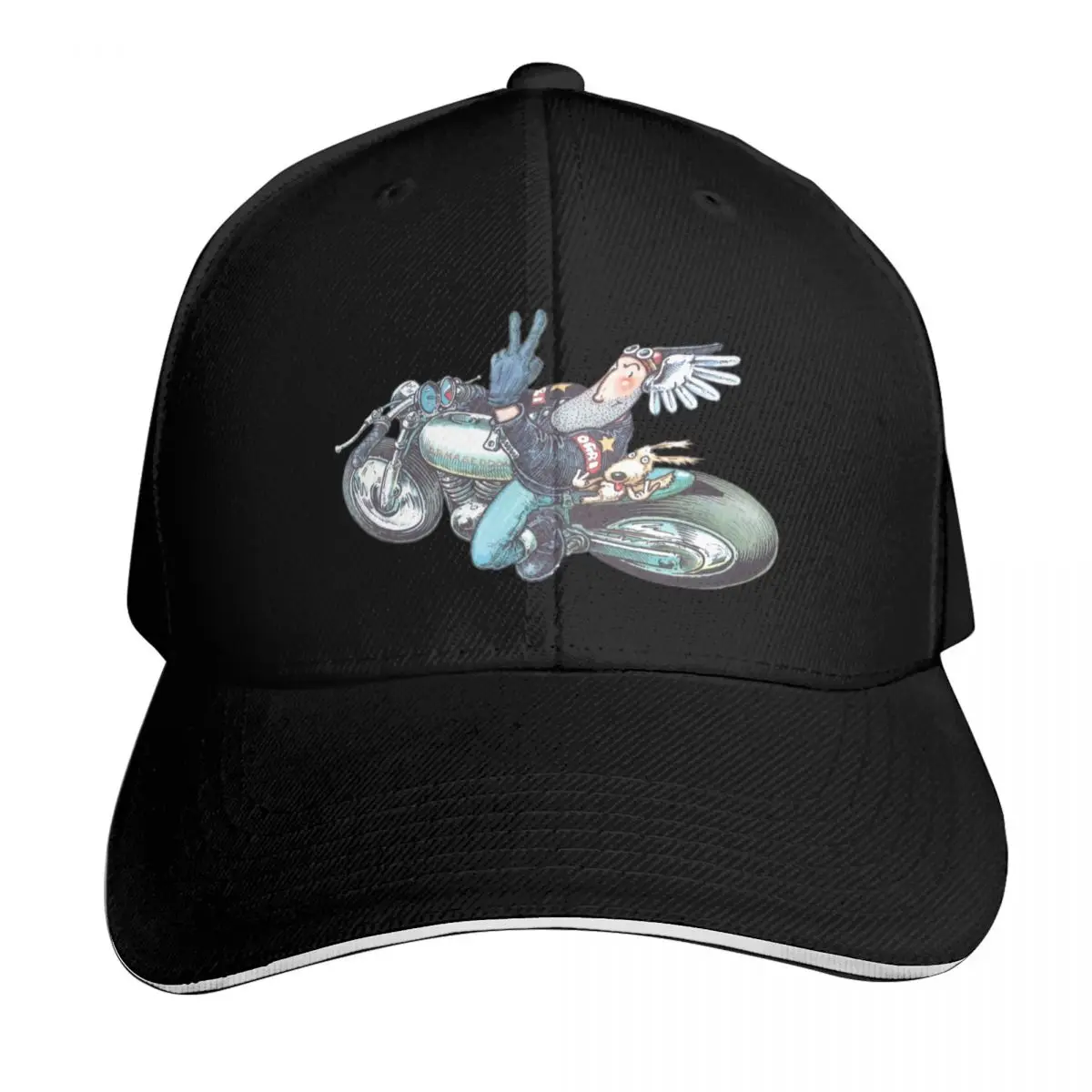Ogri Classic Comic Biker Baseball Cap Quick Dry Performance Cotton Twill Breathable Contrast Two Tone Brim
