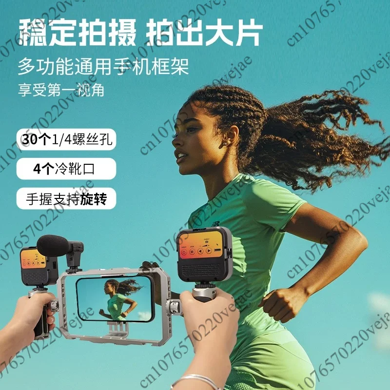 Mobile Phone Handheld Stabilizer with Extendable Mic & Cage