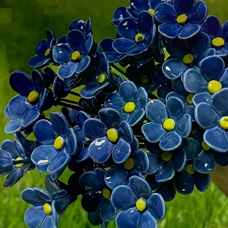6/8/10Pcs Handcrafted Ceramic Eternal Flowers Forget-Me-Not Home Ornament Indoor Outdoor Decor
