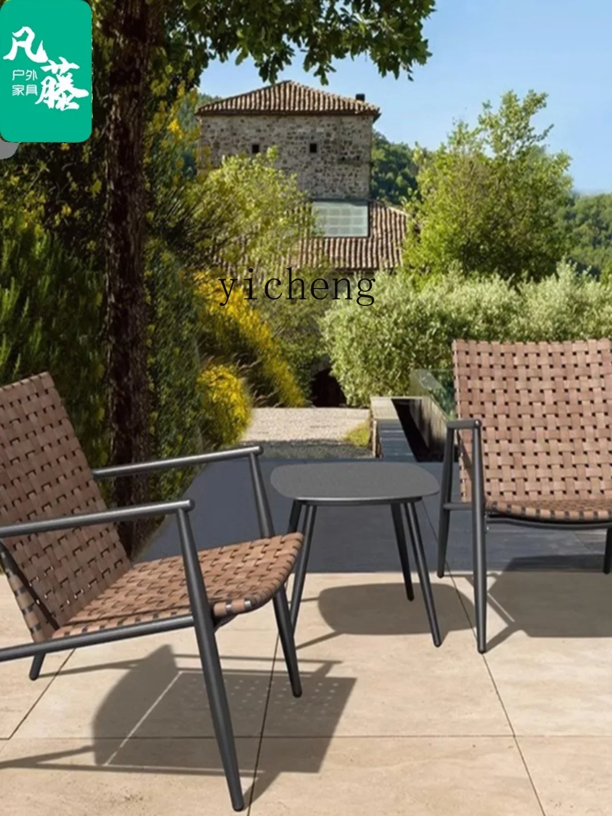 Zf rattan chair three-piece balcony small table and chair outdoor outdoor courtyard leisure coffee table combination