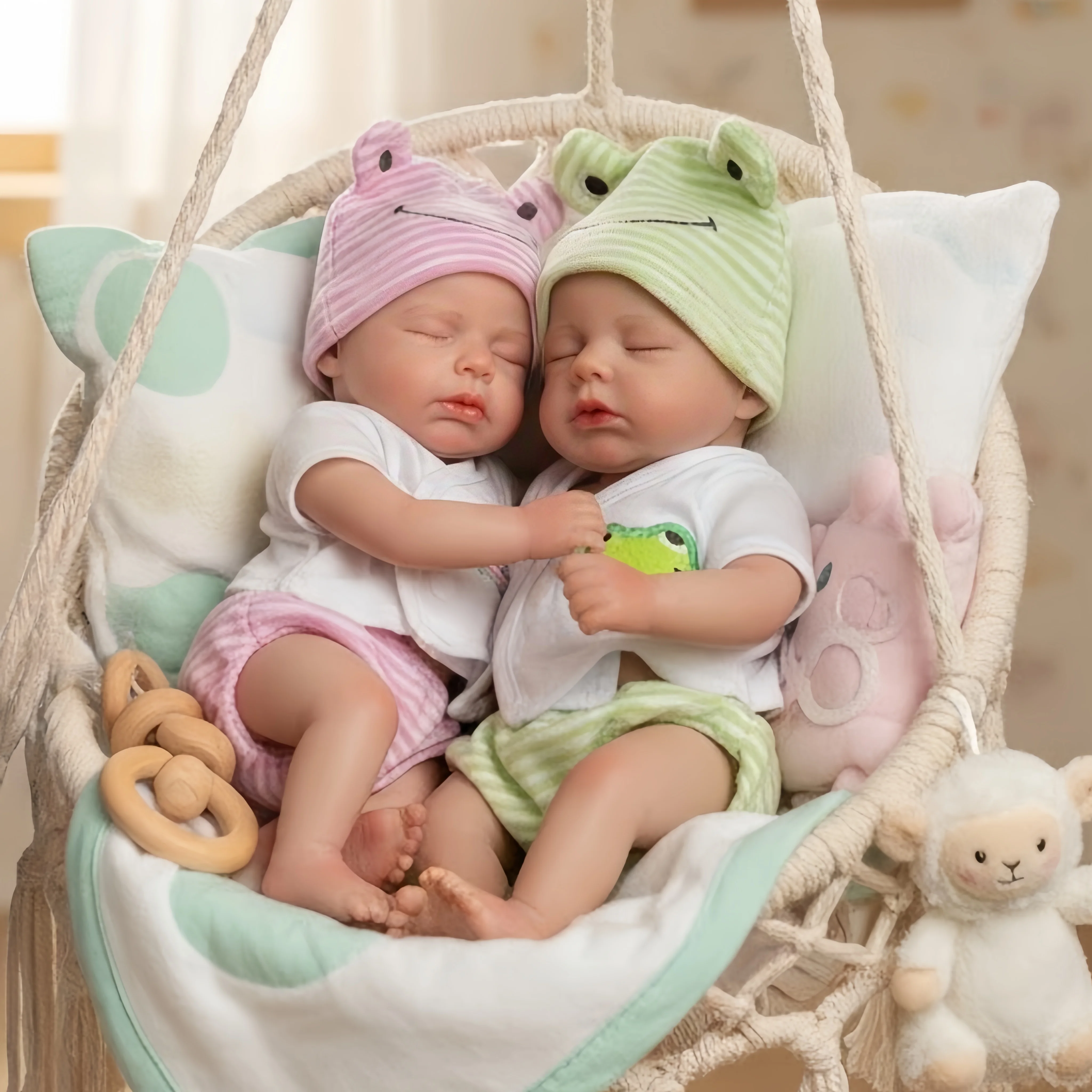 

AnjoDoll 13Inch Open Mouth Loulou Girl&Boy Painted Full Body Soft Silicone Reborn Doll For Gift Reborn De Silicona Cuerpo Entero