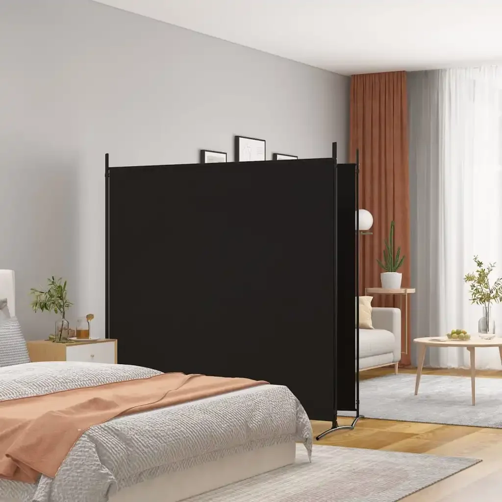 Vidaxl Black 2-Panel Room Divider 348X180 Cm Fabric Privacy Screen,Out Screen,Interior Decoration