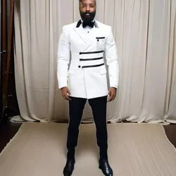 2024 Slim Fit Men Suits for Wedding and Prom Double Breasted Groom Tuxedo 2 Piece Peak Lapel Fashion Suit Jacket and Pants