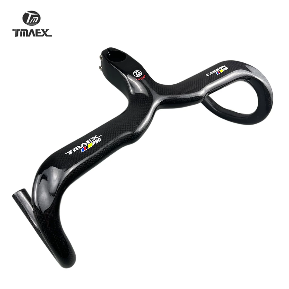 TMAEX-Ultralight Carbon Handlebar, Integrated Handlebar and Stem, Road Bicycle Parts, 3K Glossy