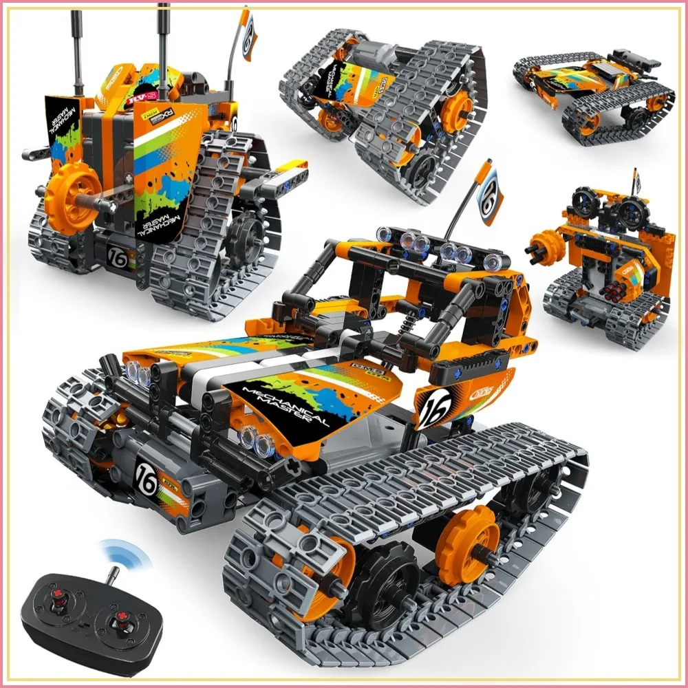 

5 in 1 STEM Remote Control Building Kit, 392Pcs Blocks Erector Set, Build Tank/Robot/AVT, DIY Science Educational Toy for Ages 6-12, Gift for Boys & Girls