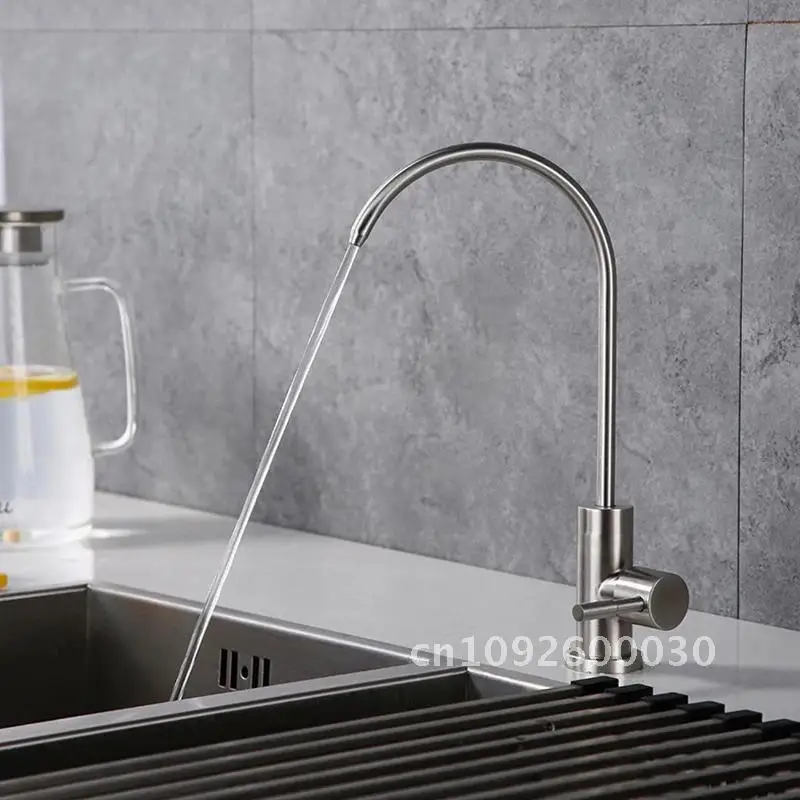 Drinking Faucet Kitchen Kitchen Faucets Black 304 Stainless Brushed Filter Purifier Tap Single Water Cold Steel