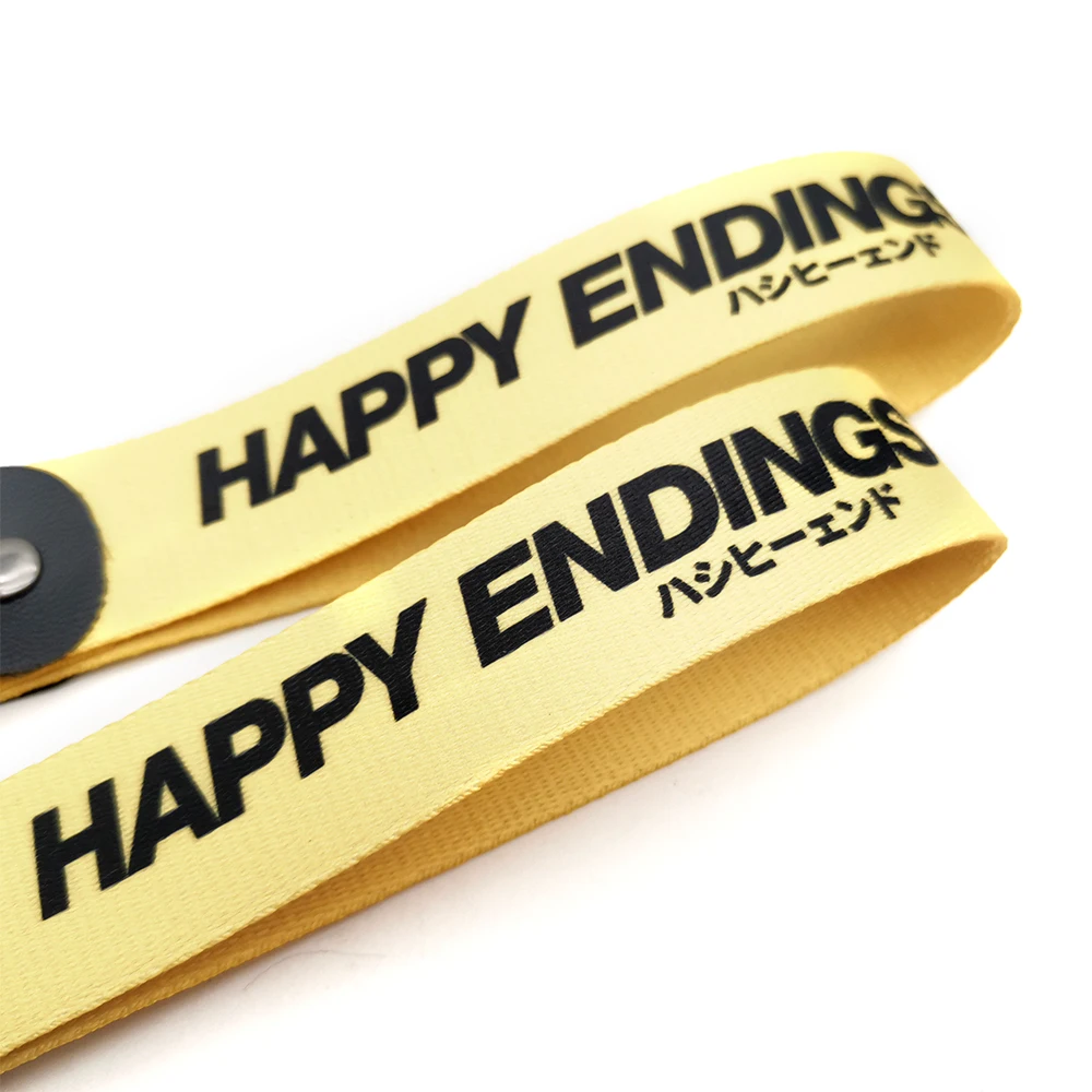 Happy Ending slogan  JDM Style Mental Keyring Wrist Strap keychain Key Holder For Honda Toyota Mazda Mitsubishi Suzuki Subaru