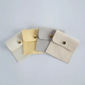 5-Pack Bulk Mini Envelope Jewelry Bag Snap Button Closure Luxury Microfiber Suede Jewelry Necklace Earrings Packaging Pouch Bags