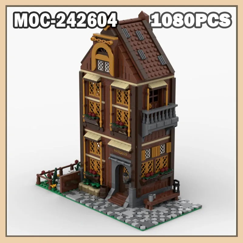 

MOC-242604 Medieval Apartment Small Particle Assembly Building Blocks Model City Street View Architecture Series Toys 1080PCS