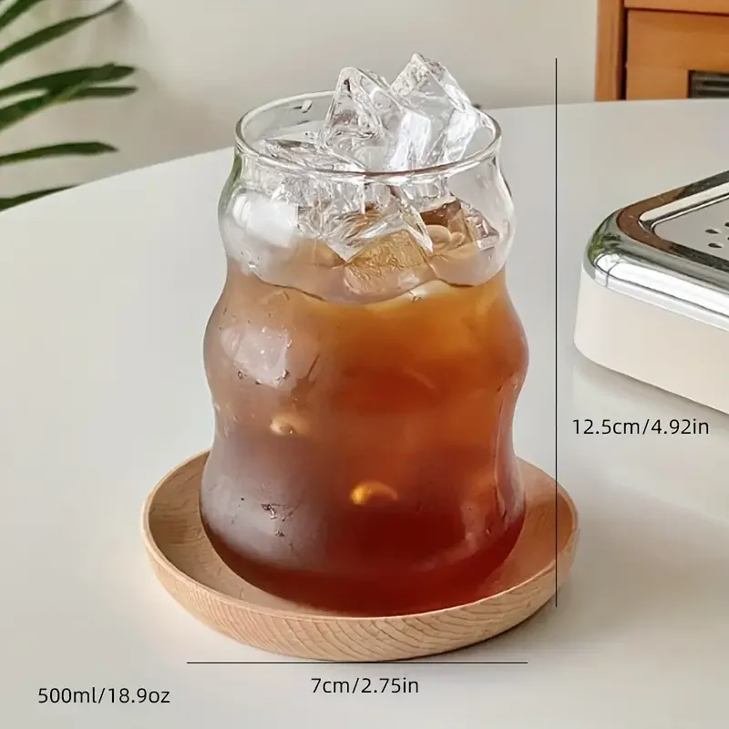 Ins Glass Cup 500ML 16OZ Heat-resistant Tumbler Drinkware Transparent Tea Juice Milk Coffee Mug Home Water Glasses Stripe Mug